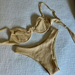 Monday Swimwear Yellow Crinkle Bikini Set